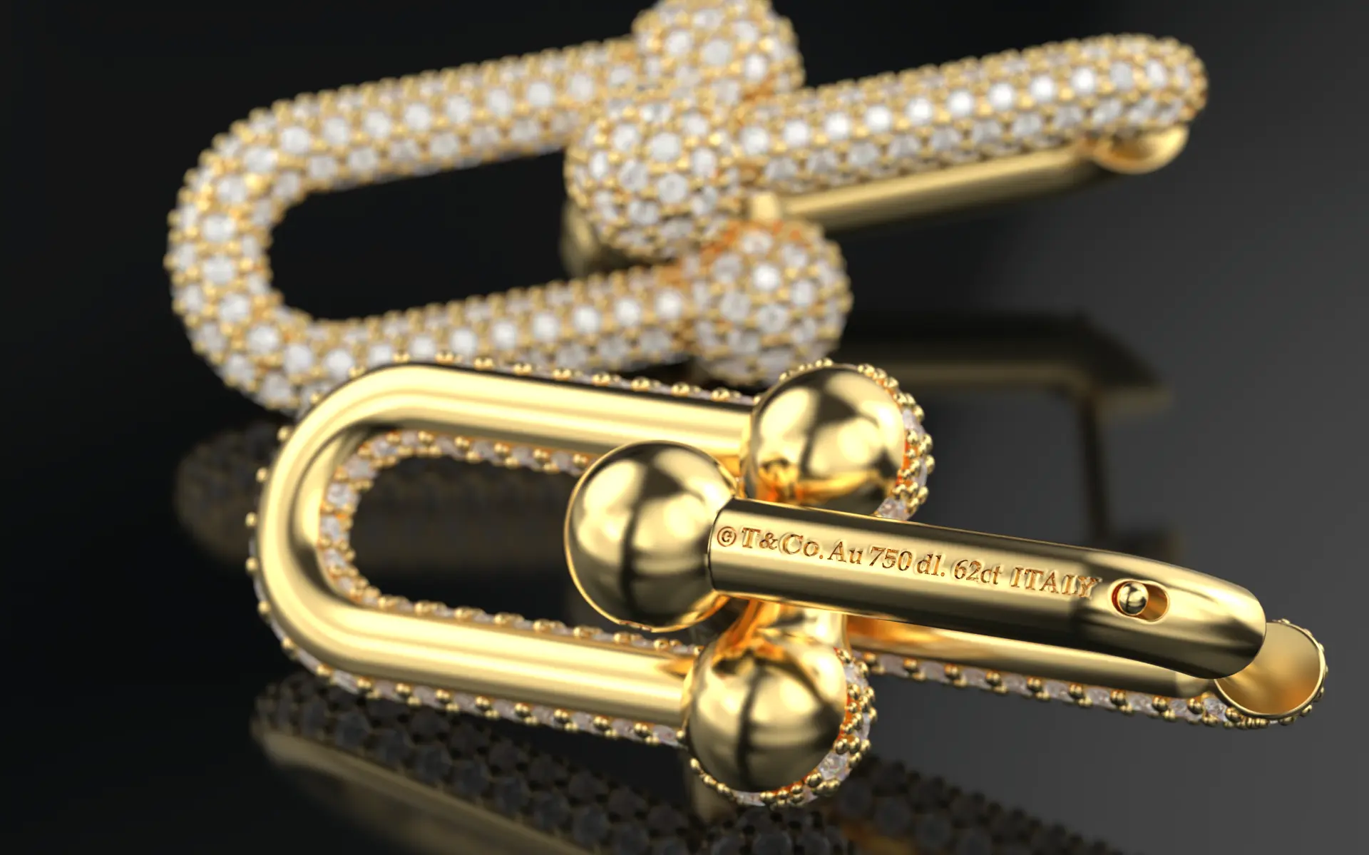 Серьги Tiffany - Large Link HardWear - all diamond