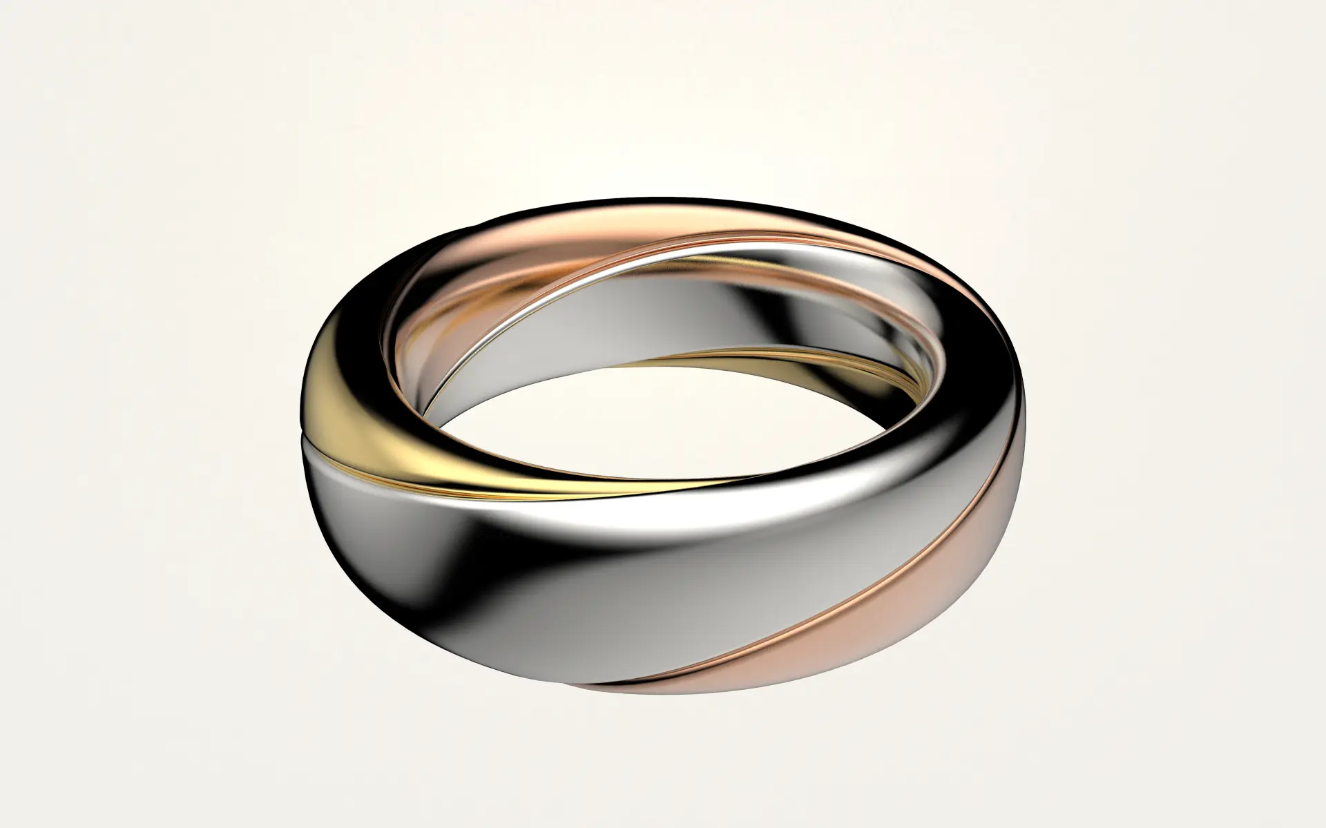 Кольцо Cartier - Trinity с полупавеной